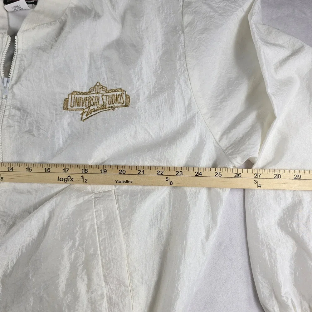 Vintage Universal Studios Florida White Bomber Jacket Large Made in USA‎ Zip Up